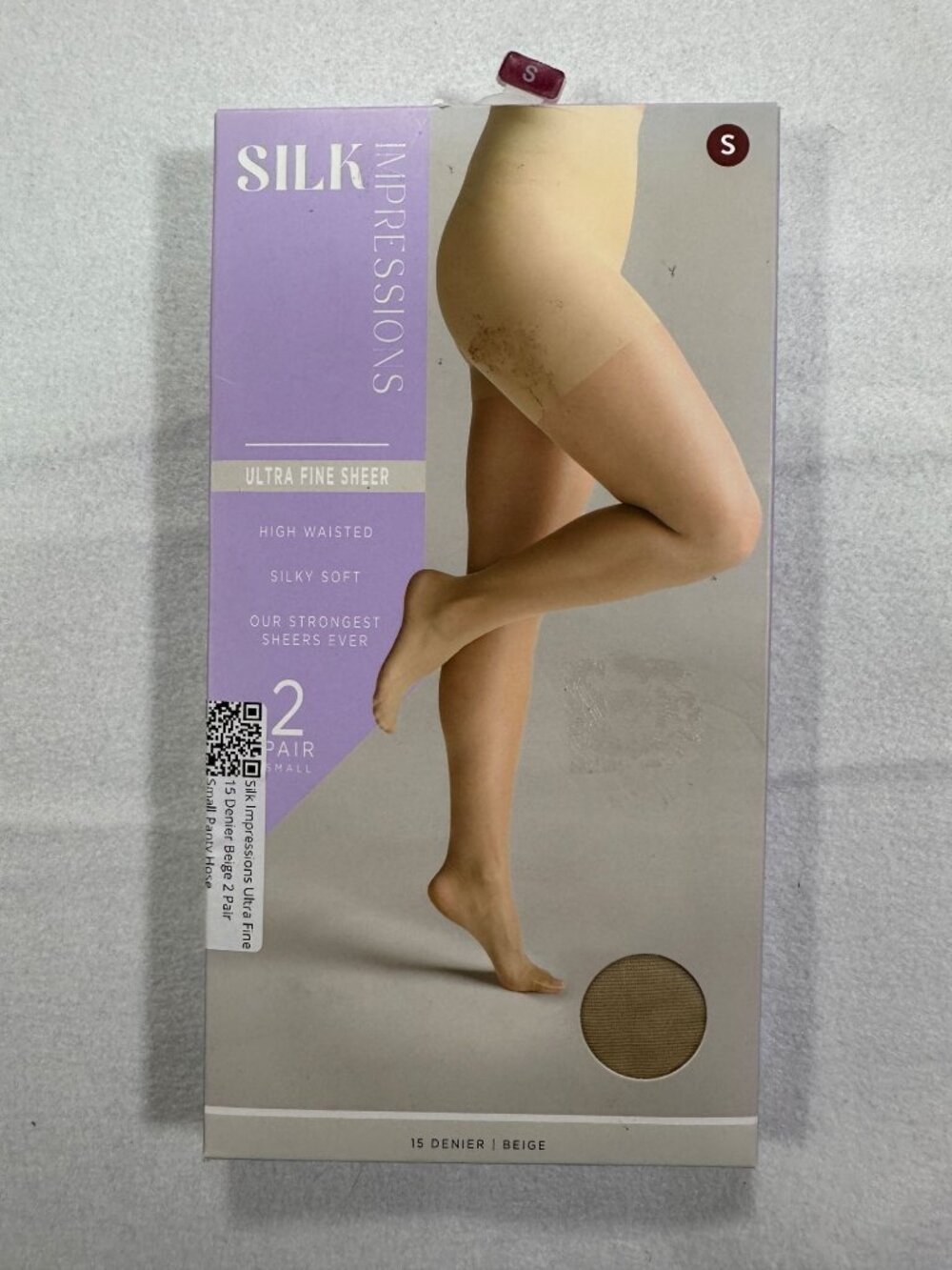 Silk Impressions Womens 15 Denier Ultra Fine Sheer High-Waisted Beige Hosiery S
